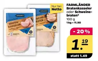 NETTO FARMLÄNDER Bratenkasseler oder Schweinebraten Angebot