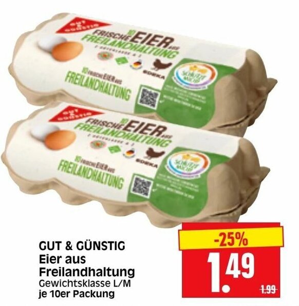 Gut & Günstig Eier aus Freilandhaltung Angebot bei Edeka Herkules