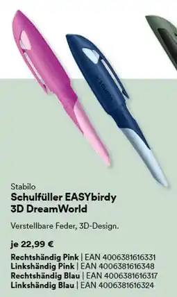 Thalia Stabilo schulfüller easybirdy 3d dreamworld Angebot