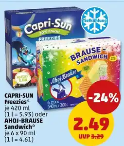 PENNY Capri-sun oder ahoj-brause freezies oder sandwich Angebot