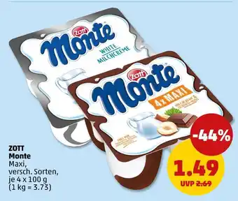 PENNY Zott monte white milchcreme Angebot