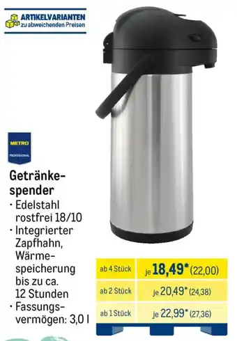 METRO METRO PROFESSIONAL Getränkespender Angebot
