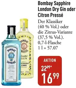 Galeria Markthalle Bombay Sapphire London Dry Gin oder Citron Pressé Angebot