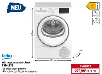 METRO beko Wärmepumpentrockner B3T41239 Angebot