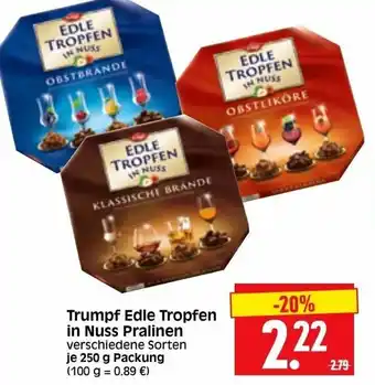 Edeka Herkules Trumpf Edle Tropfen in Nuss Pralinen 250g Angebot
