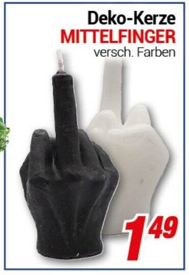 Deko-Kerze MITTELFINGER Angebot bei CENTERSHOP