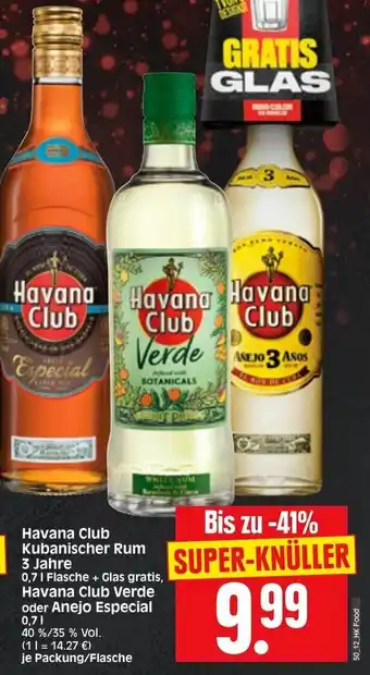 Edeka Herkules Havana Club Kubanischer Rum 3 Jahre, Havana Club Verde oder Añejo Especial 0,7L Angebot