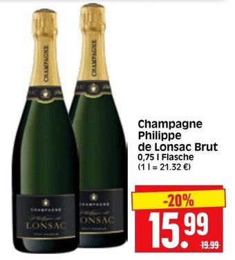 Edeka Herkules Champagne Philippe de Lonsac Brut 0,75L Angebot