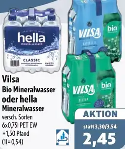 Aktiv Irma Vilsa Bio Mineralwasser oder hella Mineralwasser Angebot