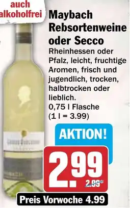 HIT Maybach Rebsortenweine oder Secco Angebot