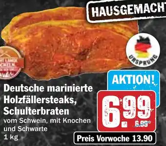 HIT Deutsche marinierte Holzfällersteaks, Schulterbraten Angebot