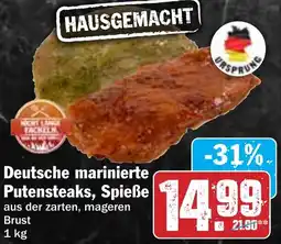 HIT Deutsche marinierte Putensteaks, Spieße Angebot