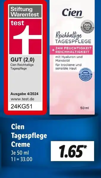 Lidl Cien tagespflege creme Angebot