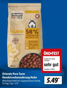 Lidl Orlando pure taste hundetrockenahrung huhn Angebot
