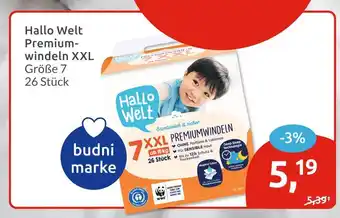 Budni Hallo welt premiumwindeln xxl größe 7 Angebot