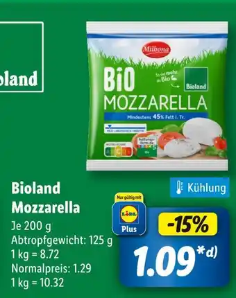 Lidl Milbona bioland mozzarella Angebot