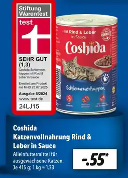 Lidl Coshida katzenvollnahrung rind & leber in sauce Angebot