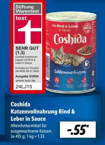 Lidl Coshida katzenvollnahrung rind & leber in sauce Angebot