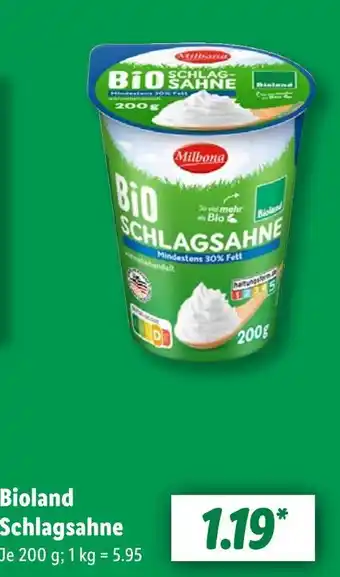 Lidl Milbona bioland schlagsahne Angebot