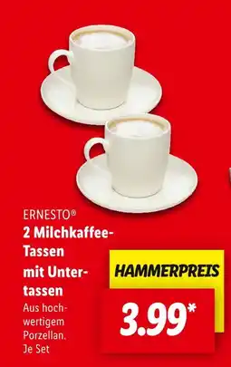 Lidl Ernesto 2 milchkaffee-tassen mit untertassen Angebot