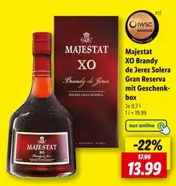 Lidl Majestat xo brandy de jerez solera gran reserva mit geschenkbox Angebot