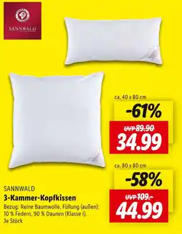 Lidl Sannwald 3-kammer-kopfkissen ca. 40 x 80 cm Angebot