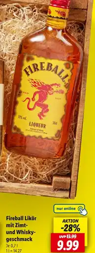 Lidl Fireball fireball likör mit zimt- und whiskygeschmack Angebot