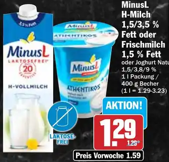 HIT MinusL H-Milch oder Frischmilch Angebot