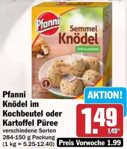 HIT Pfanni Knödel im Kochbeutel oder Kartoffel Püree Angebot