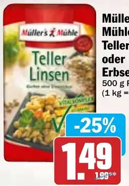 HIT Müller's Mühle Tellerlinsen oder Erbsen Angebot