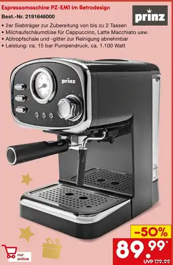 Netto Marken-Discount Espressomaschine PZ_EM1 Retrodesign Angebot