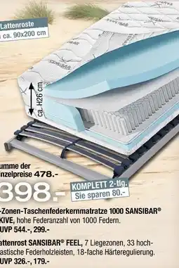 Ostermann Sansibar 7-zonen-taschenfederkernmatratze 1000 sansibar aktive Angebot