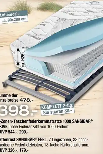 Ostermann Sansibar 7-zonen-taschenfederkernmatratze 1000 sansibar aktive Angebot