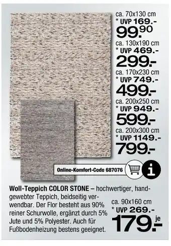 Ostermann Woll-teppich color stone Angebot
