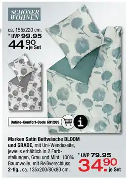 Ostermann Schöner wohnen marken satin bettwäsche bloom Angebot