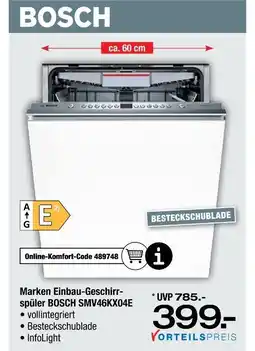 Ostermann Bosch marken einbau-geschirrspüler smv46kx04e Angebot