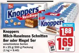 HIT Knoppers Milch-Haselnuss Schnitten 8er oder Riegel 5er Angebot
