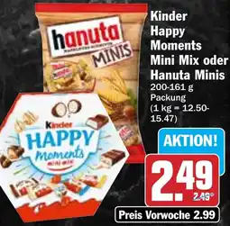 HIT Kinder Happy Moments Mini Mix oder Hanuta Minis Angebot