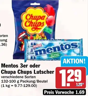 HIT Mentos 3er oder Chupa Chups Lutscher Angebot