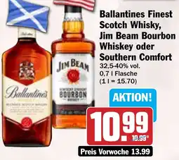 HIT Ballantines Finest Scotch Whisky, Jim Beam Bourbon Whiskey oder Southern Comfort Angebot