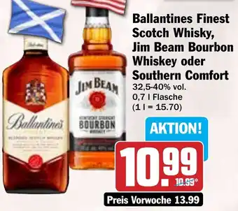 HIT Ballantines Finest Scotch Whisky, Jim Beam Bourbon Whiskey oder Southern Comfort Angebot