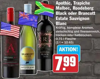HIT Apothic, Trapiche Malbec, Roodeberg Black oder Brancott Estate Sauvignon Blanc Angebot