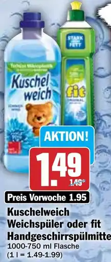HIT Kuschelweich Weichspüler oder fit Handgeschirrspülmittel Angebot