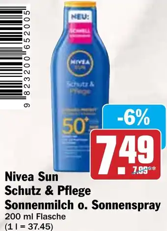 HIT Nivea Sun Schutz & Pflege Sonnenmilch o. Sonnenspray Angebot