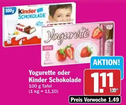 HIT Yogurette oder Kinder Schokolade Angebot