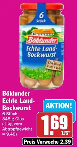 HIT Böklunder Echte Land Bockwurst Angebot