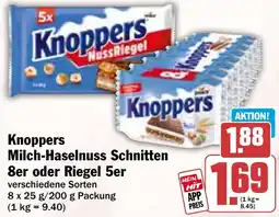 HIT Knoppers Milch-Haselnuss Schnitten 8er oder Riegel 5er Angebot