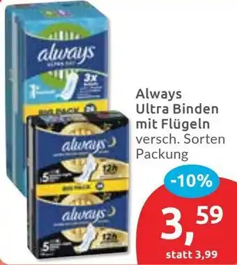 Budni Always Ultra Binden mit Flügeln Angebot