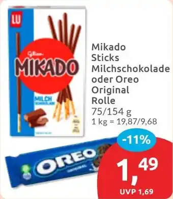 Budni Mikado Sticks Milchschokolade oder Oreo Original Rolle Angebot
