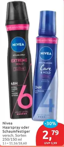 Budni Nivea Haarspray oder Schaumfestiger Angebot